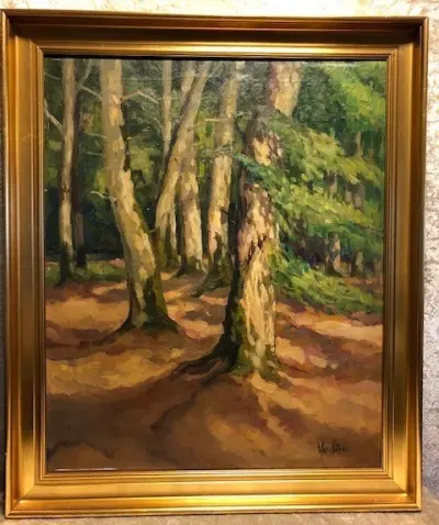 Maleri skov (guld ramme)